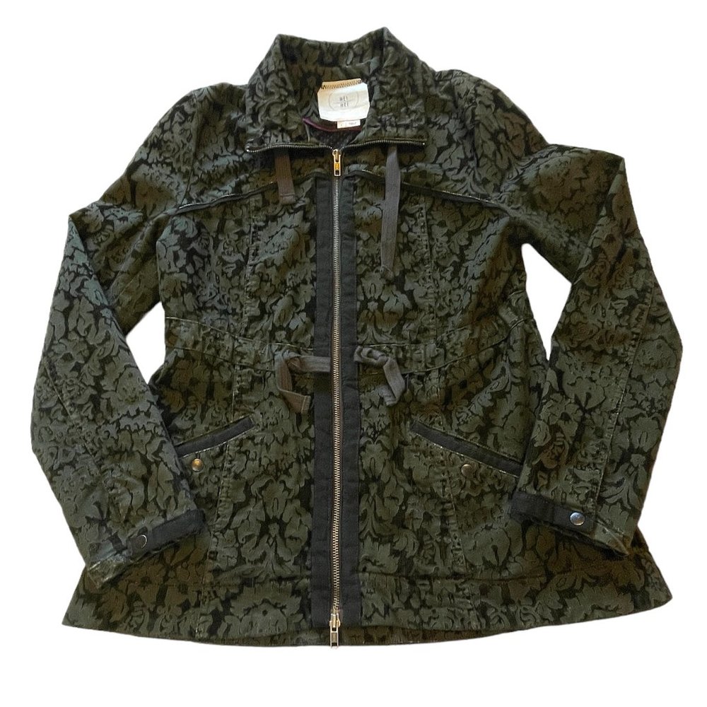 Hei Hei Anthroplogie Velvet Burnette Anorak Utility Jacket Full Zip Olive Green